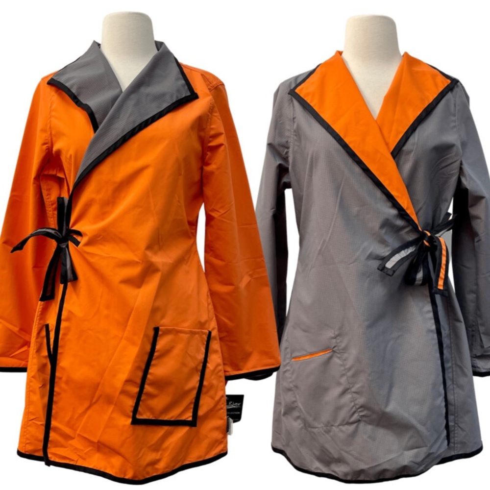 Reversible Orange & Gray Wrap Jacket - Women